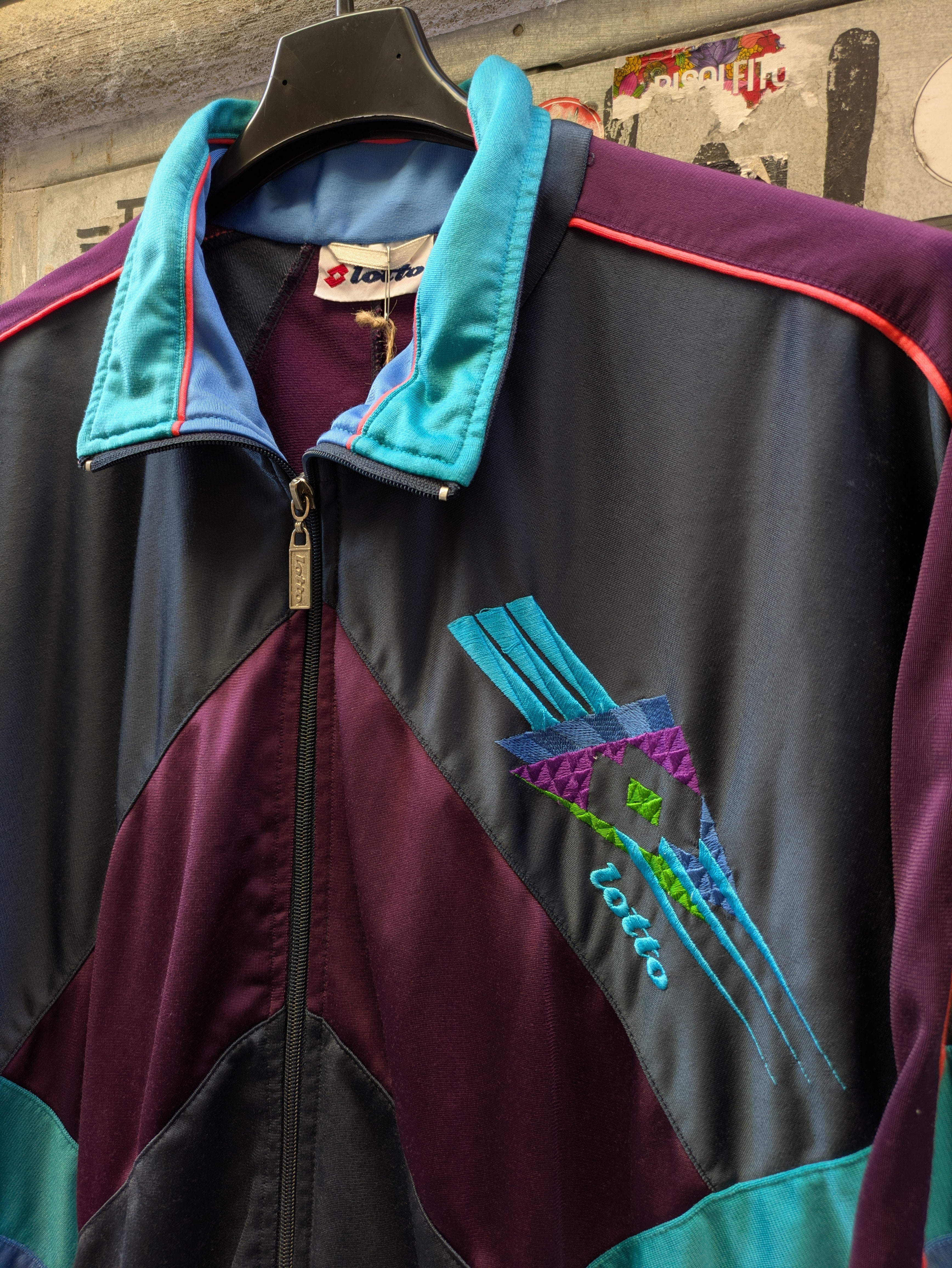 Felpa Vintage Zip Lotto 90s L