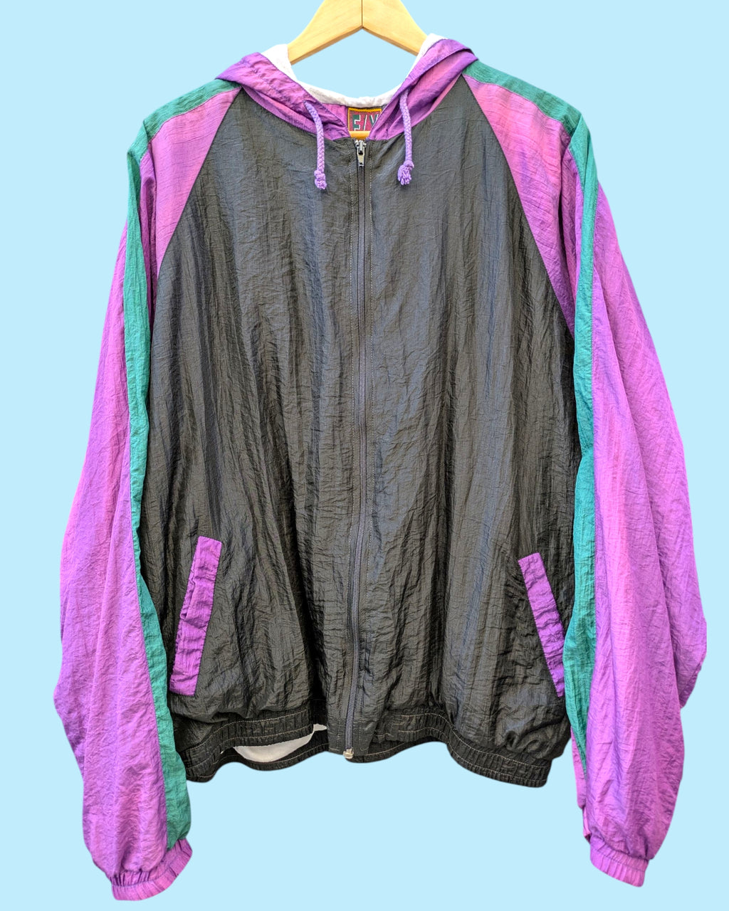 Trackjacket Vintage 80s con cappuccio XL