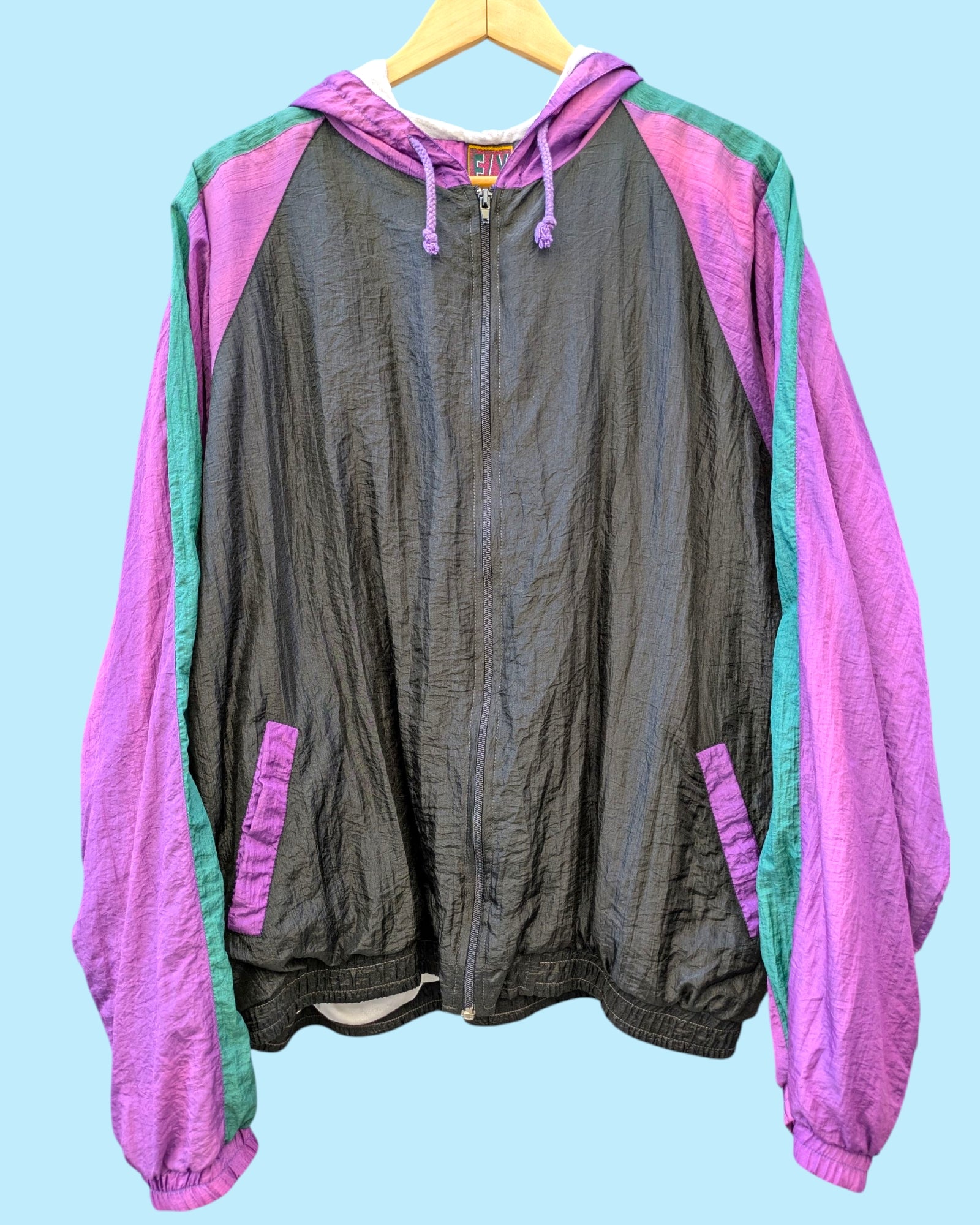 Trackjacket Vintage 80s con cappuccio XL